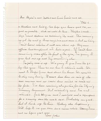 STEINBECK, JOHN. Two Autograph Letters Signed, "John," to his literary agents Elizabeth Otis, Annie Laurie Williams, or Mildred Lyman,